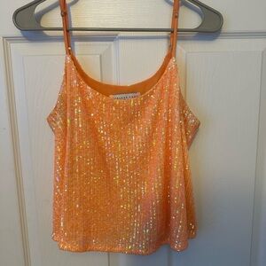 Orange Sequins Top! SIZE M Perfect for gamedays!